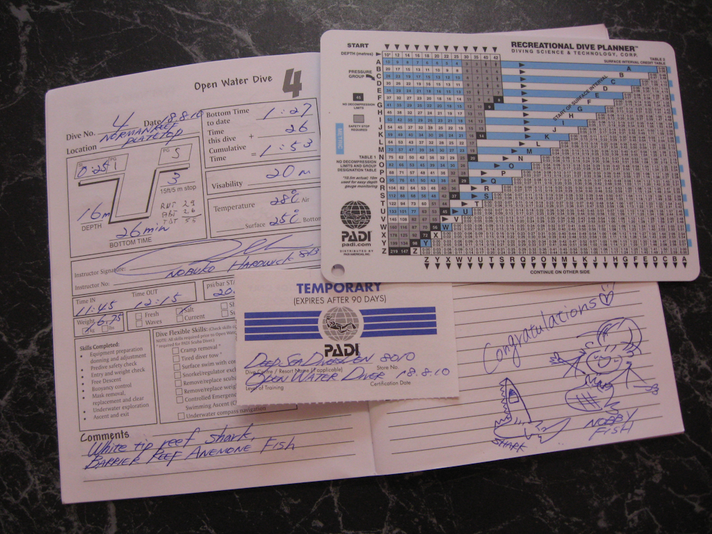 Log etc Dive Log, Dive Planner and Certification